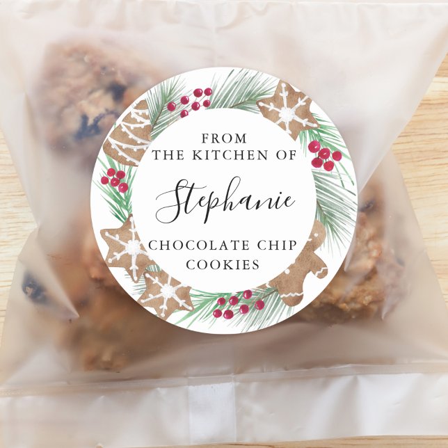 Personalised Watercolor Cookie Exchange Classic Round Sticker (Creator Uploaded)