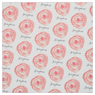 Personalised Watercolor Coral Pink Flower Fabric