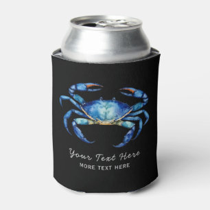 Personalised Watercolor Crab Summer Beach Nautical Can Cooler
