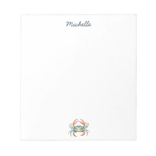 Personalised  Watercolor Crab Summer Beach    Notepad
