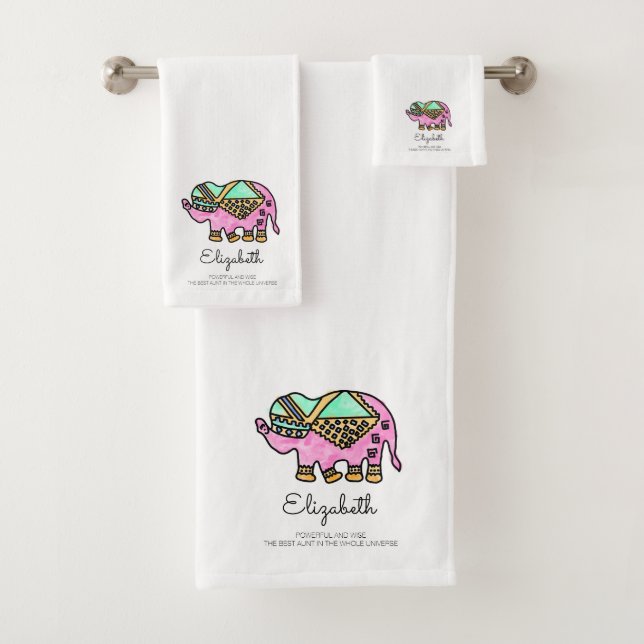 Personalised Watercolor Cute Animal Bath Towel Set (Insitu)