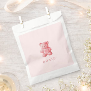 Personalised Watercolor Cute Pink Gummy Bear Favour Bags