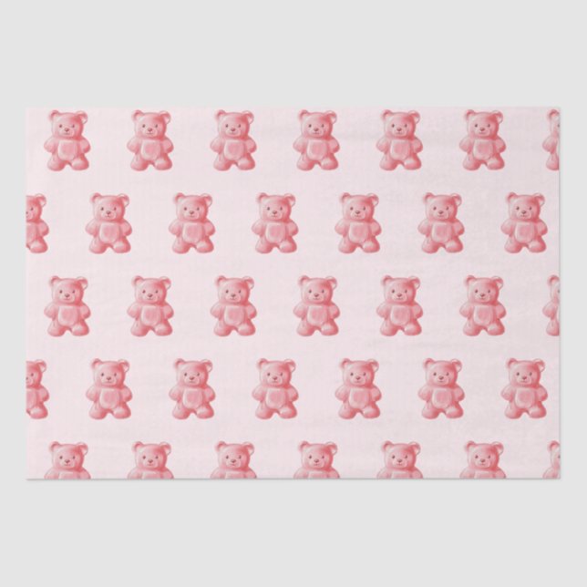 Personalised Watercolor Cute Pink Gummy Bear Tissue Paper (Front)