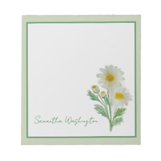 Personalised Watercolor Daisy Notepad