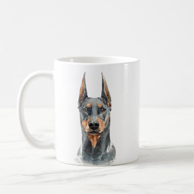 Personalised Watercolor Doberman Coffee Mug (Left)