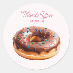 Personalised Watercolor Doughnut  Classic Round Sticker