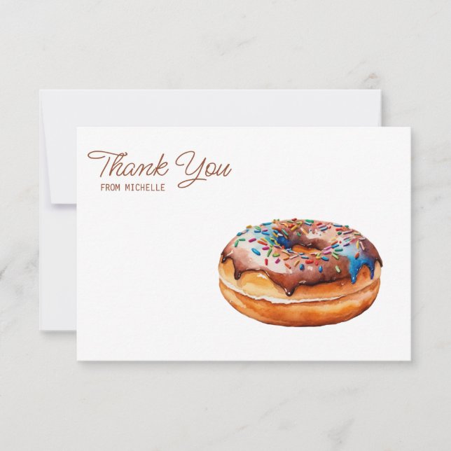 Personalised Watercolor Doughnut Thank You Cards   (Front)