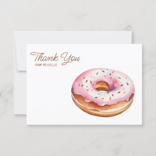 Personalised Watercolor Doughnut Thank You Cards  