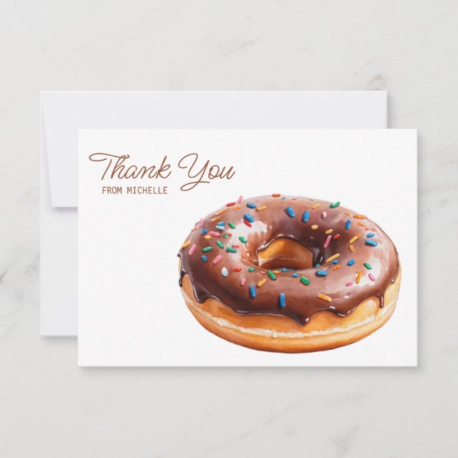 Personalised Watercolor Doughnut Thank You Cards   (Front)