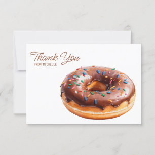 Personalised Watercolor Doughnut Thank You Cards  