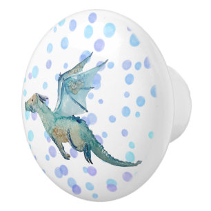 Personalised Watercolor Dragon   Ceramic Knob