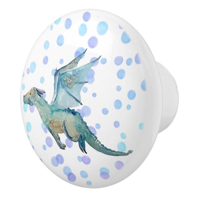Personalised Watercolor Dragon   Ceramic Knob (Right)