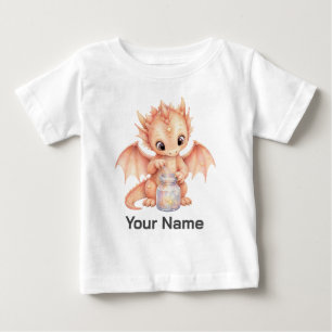 Personalised Watercolor Dragon Stardust Jar Baby T-Shirt