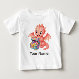 Personalised Watercolor Dragon Treasure Box Baby T-Shirt