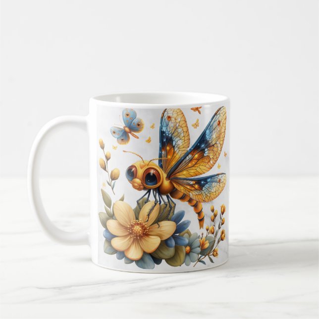 Personalised Watercolor Dragonfly Mug (Left)