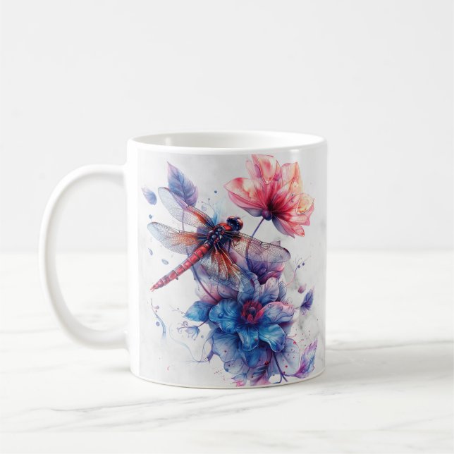 Personalised Watercolor Dragonfly Mug (Left)