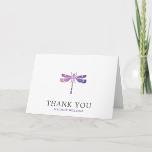 Personalised Watercolor Dragonfly Thank You Card