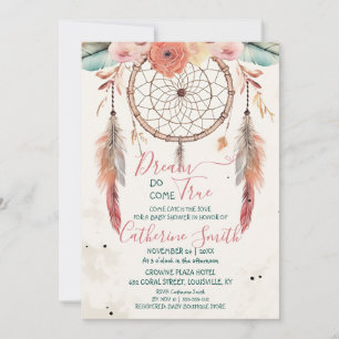 Personalised Watercolor Dreamcatcher Baby Shower  Invitation