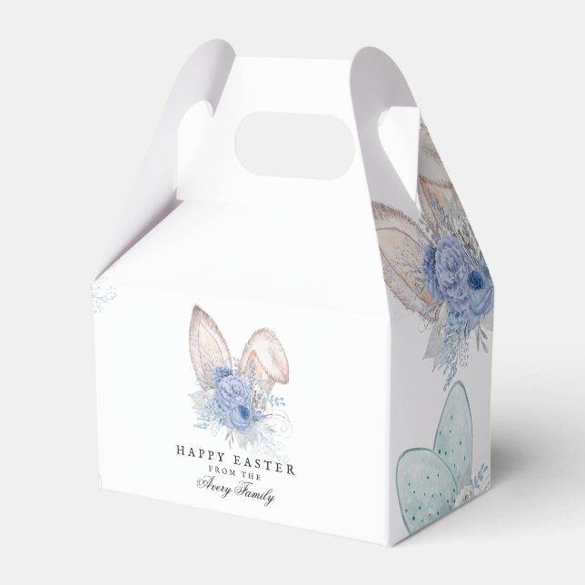 Personalised Watercolor Easter Bunny Ears Favour Box (Front Side)