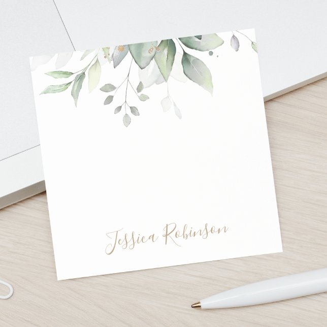 Personalised Watercolor Eucalyptus Greenery Post-it Notes (Creator Uploaded)