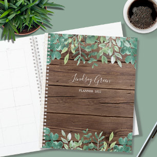Personalised Watercolor Eucalyptus Wood 2022 Planner