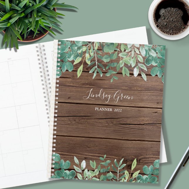 Personalised Watercolor Eucalyptus Wood 2022 Planner (Creator Uploaded)