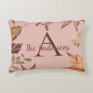 Personalised Watercolor Fall Leaves Decorative Cushion