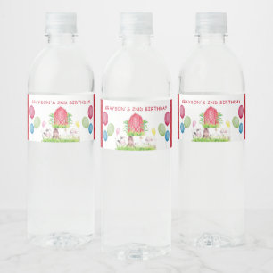 Personalised Watercolor Farm Birthday Water Bottle Label