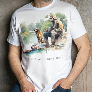 Personalised watercolor Fishing Birthday Party T-Shirt