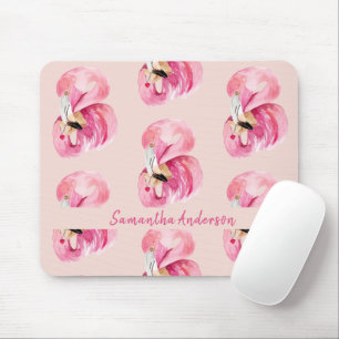 Personalised Watercolor Flamingo  Mouse Mat