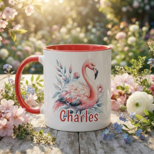 Personalised Watercolor Flamingo Mug