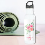 Personalised Watercolor Floral 710 Ml Water Bottle<br><div class="desc">This pretty water bottle is decorated with a watercolor bouquet of roses and foliage in shades of pink, coral, and green. A text template is included to personalise this design with your name and monogram making this water bottle unique to you. Use the Customise Further option to change the text...</div>