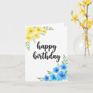 Personalised Watercolor Floral Birthday Card