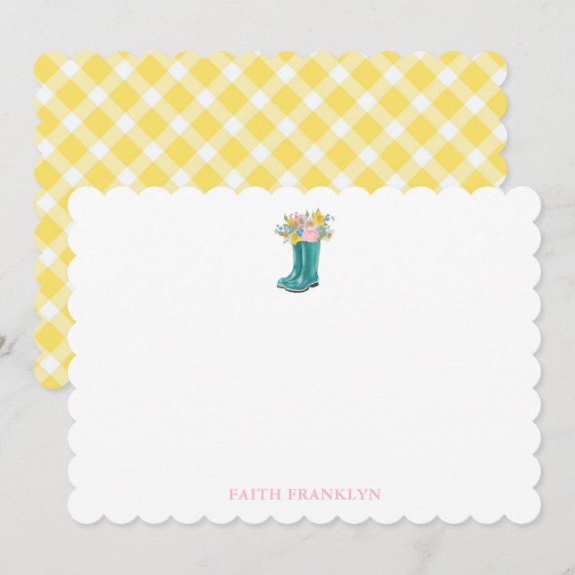 Personalised Watercolor Floral Boot Card (Front/Back)
