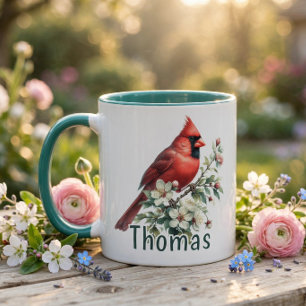 Personalised Watercolor Floral Cardinal Mug