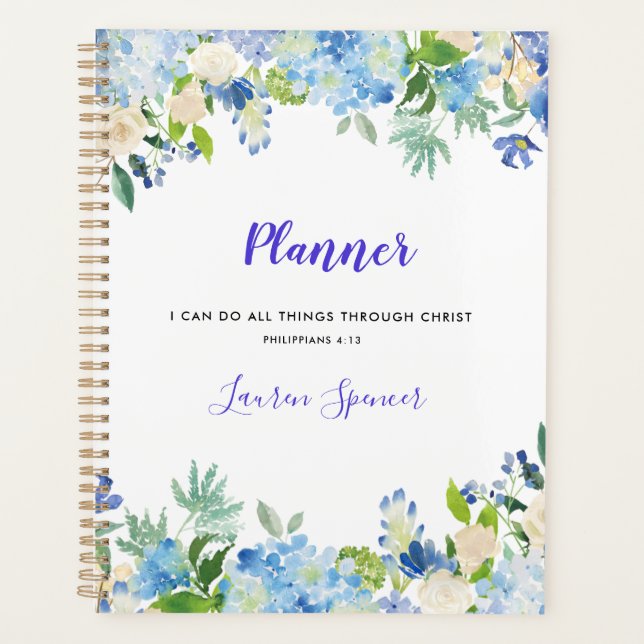 Personalised Watercolor Floral Christian Planner (Front)