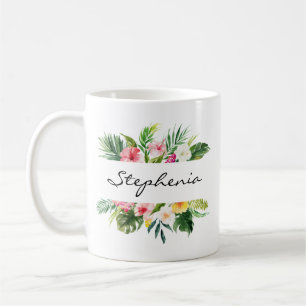 Personalised watercolor floral coffee mug