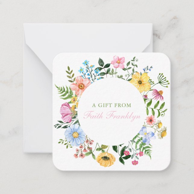 Personalised Watercolor Floral Gift Enclosure Card (Front)