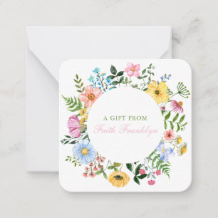 Personalised Watercolor Floral Gift Enclosure Card