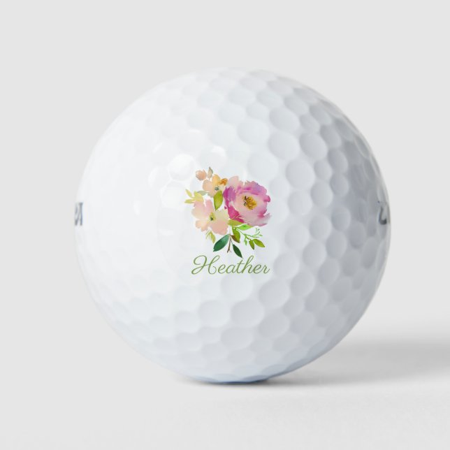 Personalised Watercolor Floral Golf Balls (Front)