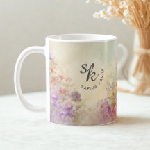 Personalised Watercolor Floral Monogram Mug