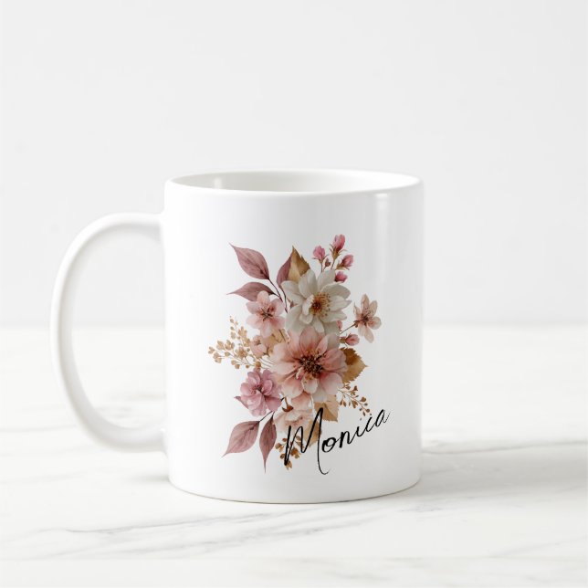 Personalised Watercolor Floral Mug (Left)
