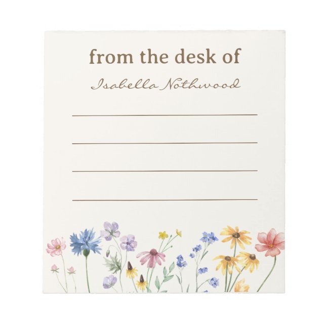Personalised Watercolor Floral Notepad (Front)