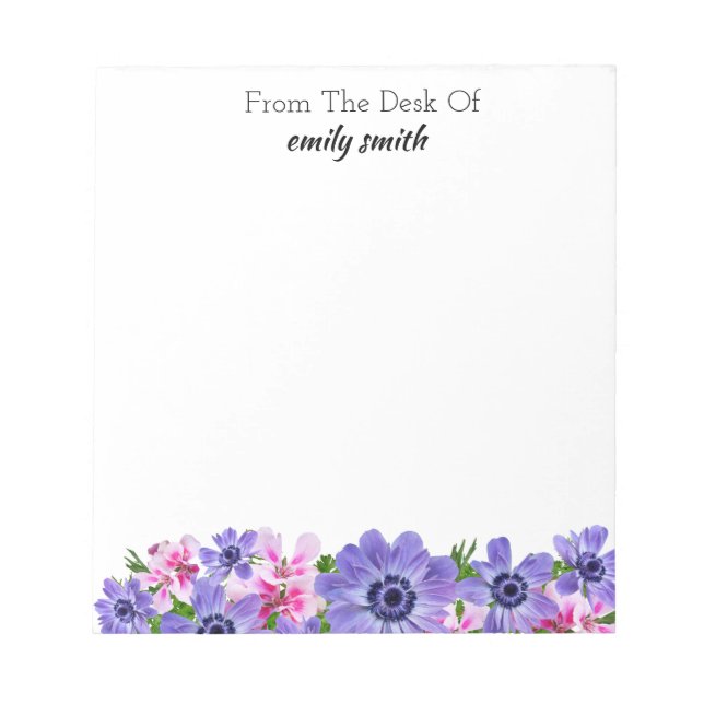Personalised  Watercolor Floral Notepad (Front)