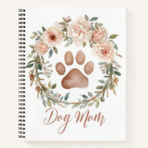 Personalised Watercolor Floral Paw Print Dog Mum