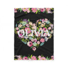 Personalised Watercolor Floral Pink Rose HEART