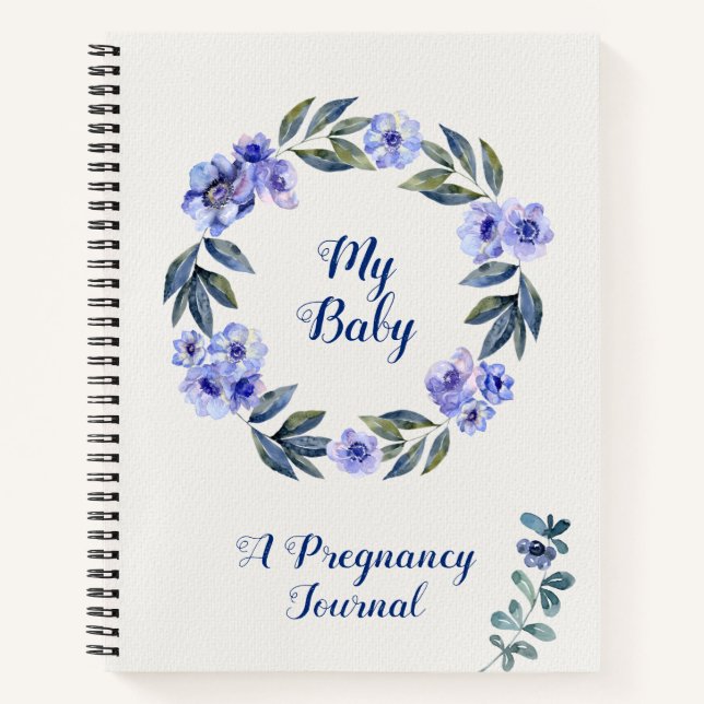 Personalised Watercolor Floral Pregnancy Journal (Front)