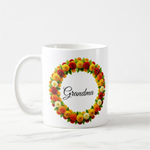 Personalised watercolor floral script grandma phot coffee mug