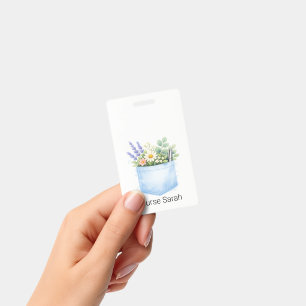 Personalised Watercolor Floral Scrubs Pocket ID Badge