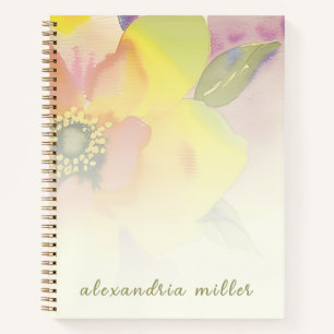 Personalised Watercolor Floral Spiral Notebook